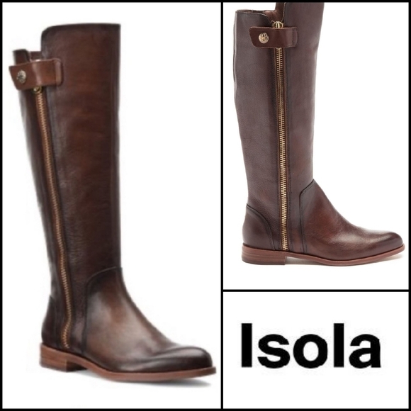 ISOLA Melino Brown Italian Leather Tall Riding Boots 7. - Picture 1 of 12